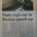 Esteemed State Rep. Tom Sannicandro in a disagreement with a Duck Boat in front of the State House
